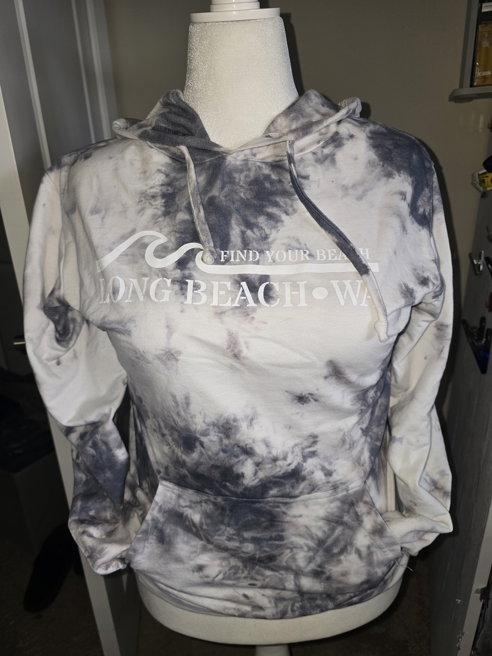 Long Beach Wave Tie-Dye Hoodie - White & Charcoal